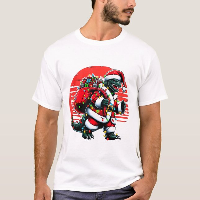 Camisa de Natal Santazilla Monstro Japonês Kaiju  (Frente)