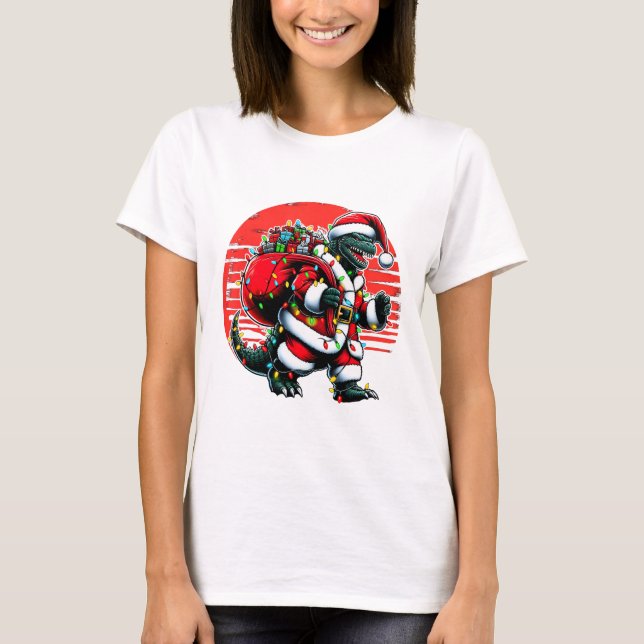 Camisa de Natal Santazilla Monstro Japonês Kaiju  (Frente)