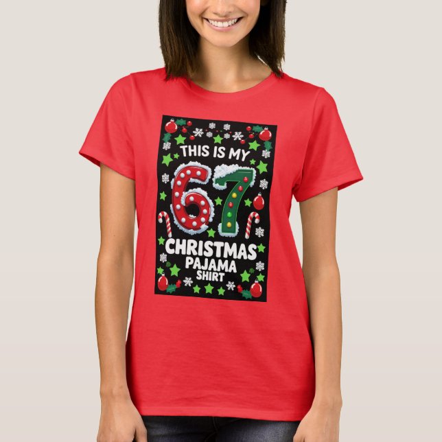 Camisa de Natal Six Seven Christmas Tee 6 7 Meme P (Frente)