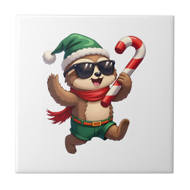Camisa de Natal Sloth Elf Peppermint Candy Cane Gi (Frente)