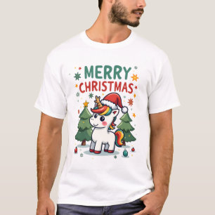 Camisa de Natal Unicórnio Meninas Roupa de Natal C