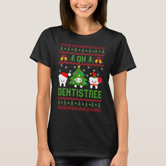 Camisa De Natal Útil Higienista Dental, Oh Dentist (Frente)