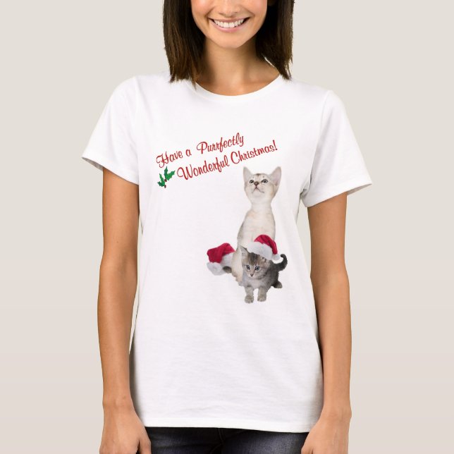 Camisa de noite do Natal do gatinho (Frente)