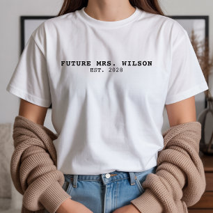 Camisa de noivado com letra cursiva elegante perso