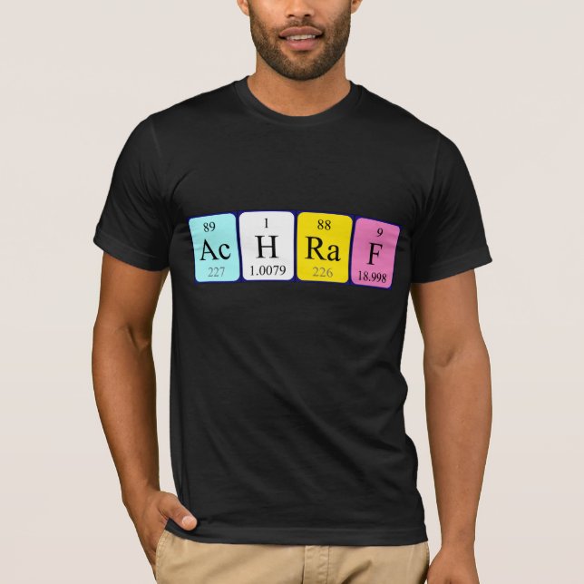 Camisa de nome de mesa periódica Achraf (Frente)