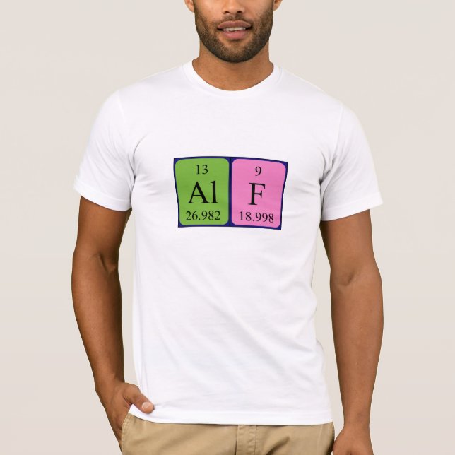 Camisa de nome de mesa periódica Alf (Frente)