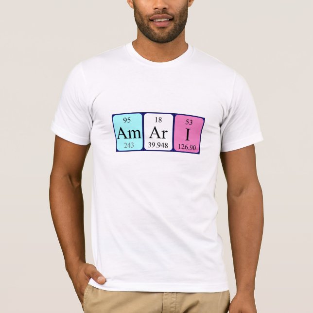 Camisa de nome de mesa periódica Amari (Frente)