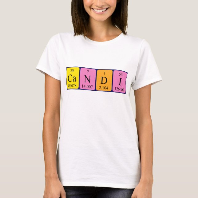Camisa de nome de mesa periódica Candi (Frente)