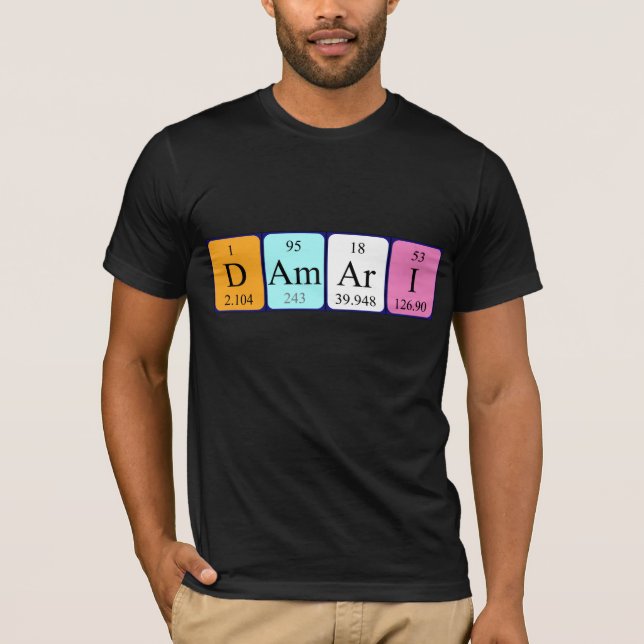 Camisa de nome de mesa periódica Damari (Frente)