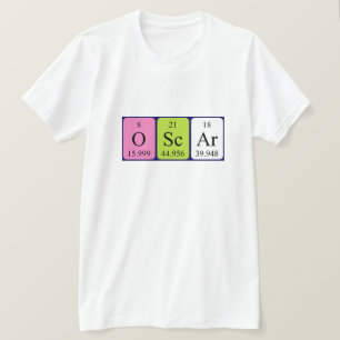 Camisa de nome de mesa periódica do Oscar