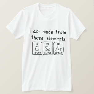 Camisa de nome de mesa periódica do Oscar