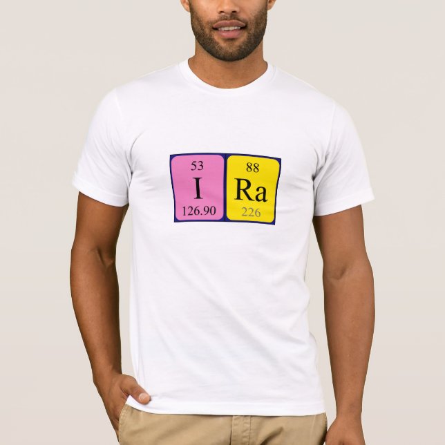 Camisa de nome de mesa periódica Ira (Frente)