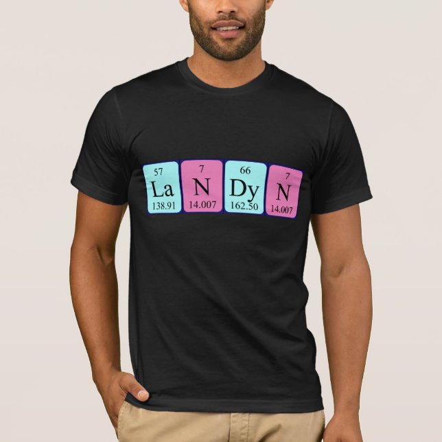Camisa de nome de mesa periódica Landyn (Frente)
