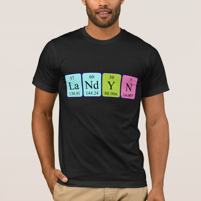 Camisa de nome de mesa periódica Landyn (Frente)