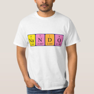 Camisa de nome de mesa periódica Nando