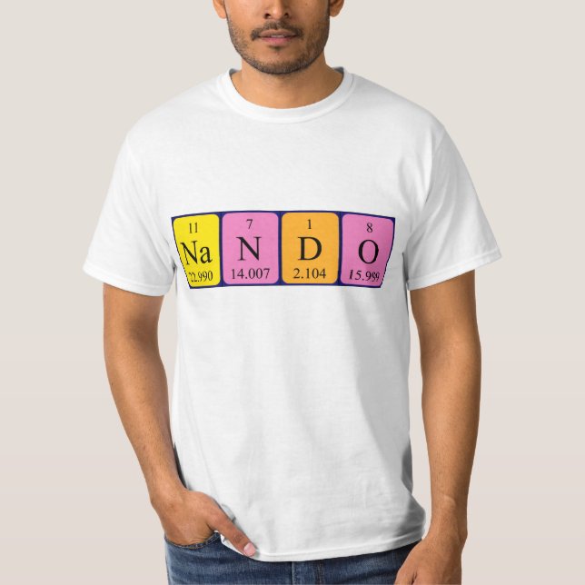 Camisa de nome de mesa periódica Nando (Frente)