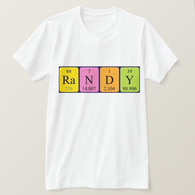 Camisa de nome de mesa periódica Randy (Frente do Design)