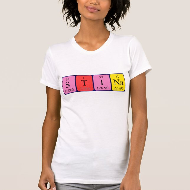 Camisa de nome de mesa periódica Stina (Frente)