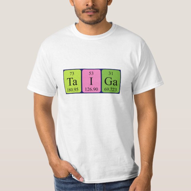 Camisa de nome de mesa periódica Taiga (Frente)