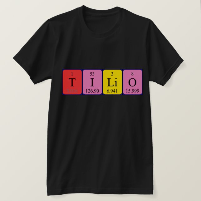 Camisa de nome de mesa periódica Tilio (Frente do Design)