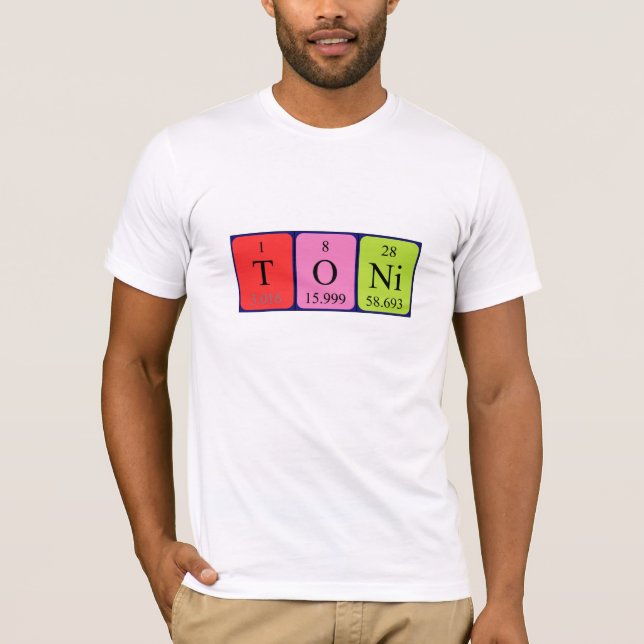 Camisa de nome de mesa periódica Toni (Frente)