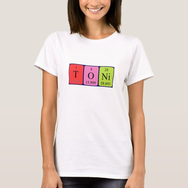 Camisa de nome de mesa periódica Toni (Frente)
