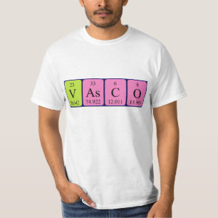 Camisa de nome de mesa periódica Vasco