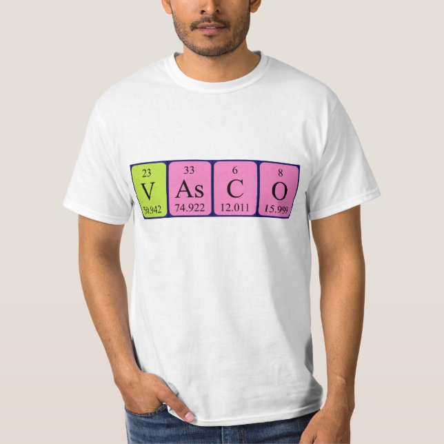 Camisa de nome de mesa periódica Vasco (Frente)