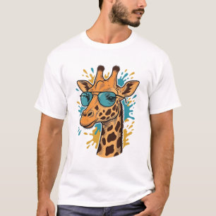 Camisa de Óculos de Sol de Girafa Legal Gravada Vi
