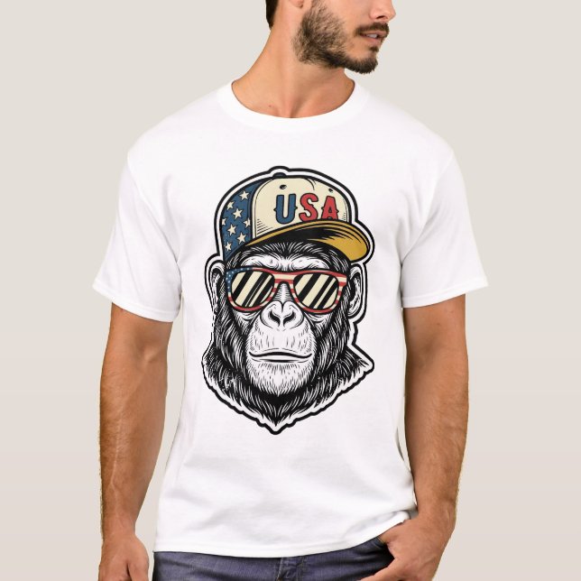 Camisa de óculos de sol patrióticos de chimpanzé v (Frente)