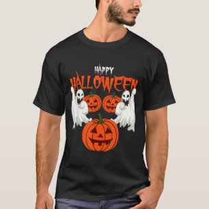 Camisa de outono com fantasmas de abóbora rosto de