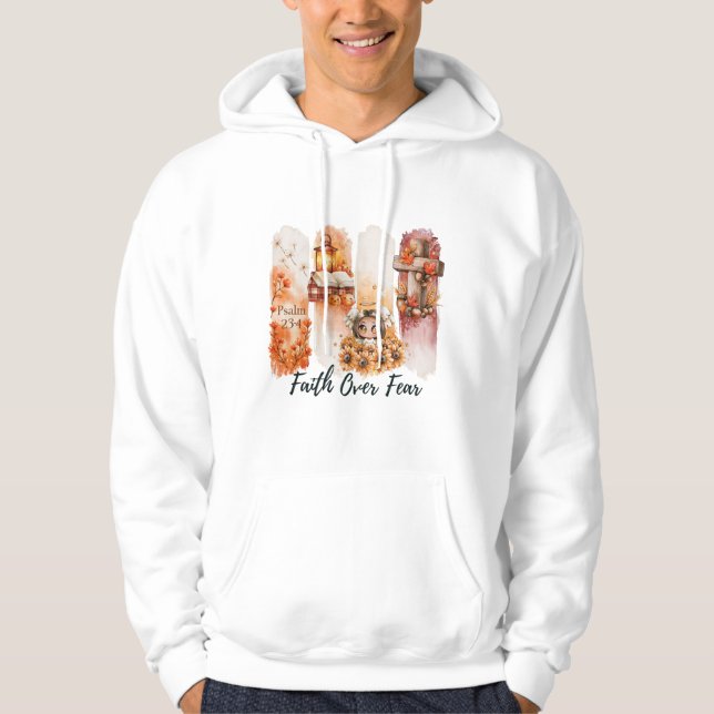 Camisa de Outono Salmo 23:4 Fé Sobre o Medo (Frente)