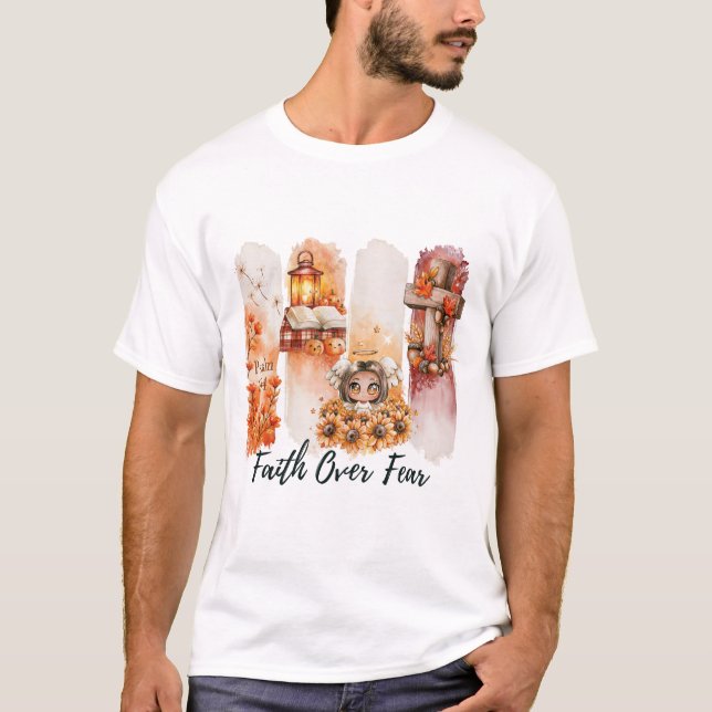 Camisa de Outono Salmo 23:4 Fé Sobre o Medo (Frente)