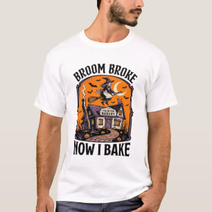 Camisa de Padeiro de Halloween Bruxa Vassoira Queb