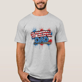 Camisa de Pai de Beisebol Patriótica Tee com Salpi