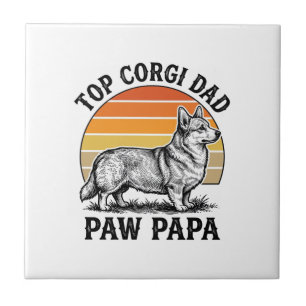Camisa de Papai Corgi Vintage Sunset Dog Papa Pres