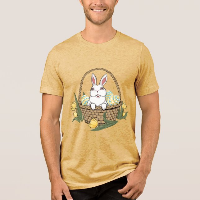 Camisa de Páscoa Coelho da Páscoa Cesta Camiseta U (Frente)