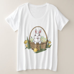 Camisa de Páscoa Coelho de Páscoa Cesta Senhora T-