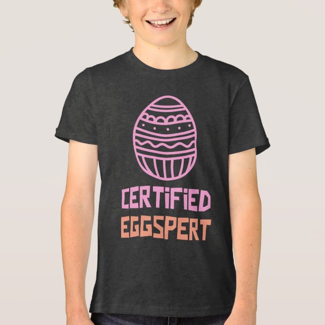Camisa de Páscoa das Crianças Eggspert Certificada (Frente)