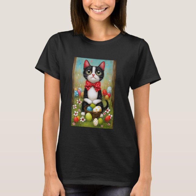 Camisa de Páscoa de Gato Smoking u2013 Gatinho com (Frente)