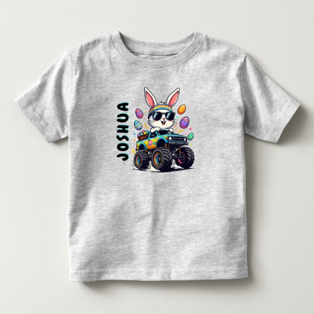 Camisa de Páscoa para crianças com Caminhão Monstr (Frente)