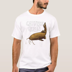 Camisa de Peixe-Gato Rainha Amante de Pesca Fofo