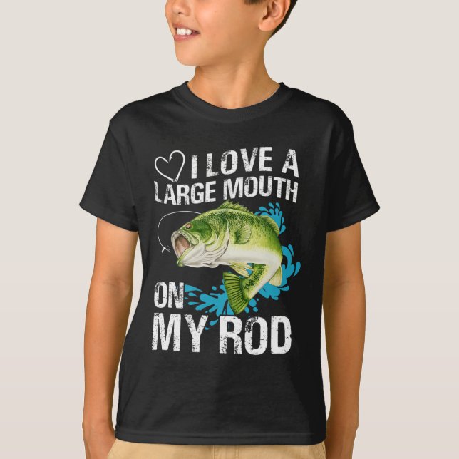 Camisa De Pesca Engraçada. Eu Amo Uma Boca Grande  (Frente)