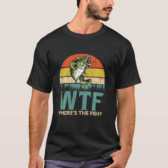Camisa De Pesca Engraçada - Wtf Onde Está O Peixe (Frente)