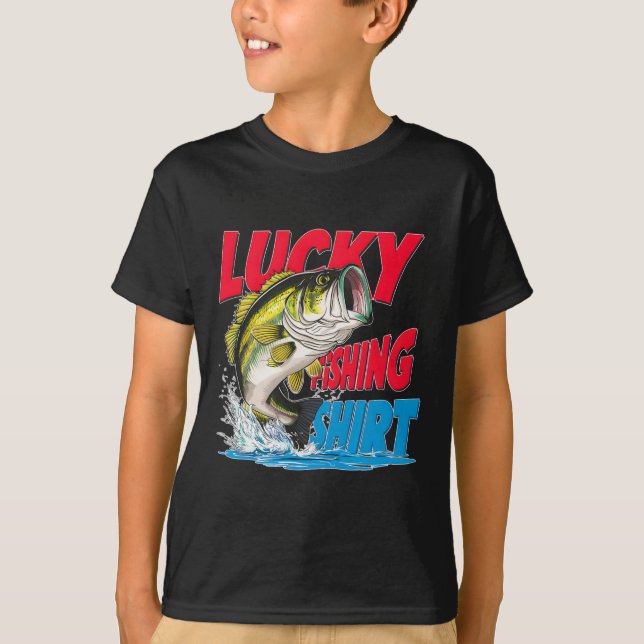 Camisa de pesca sortuda engraçada para pescador de (Frente)