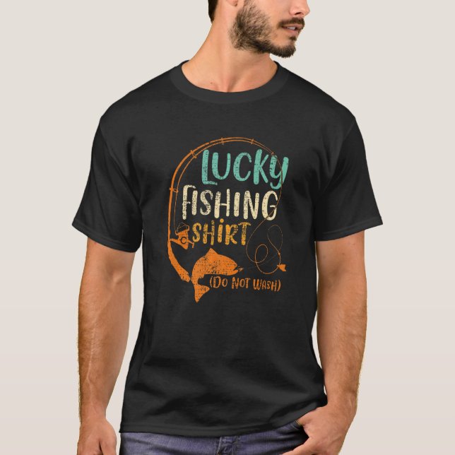 Camisa De Pesca Sortuda Não Lave Pescador Engraçad (Frente)