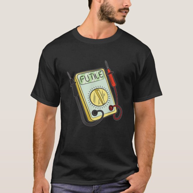 Camisa de Piada Elétrica Fútil do Voltímetro Engra (Frente)