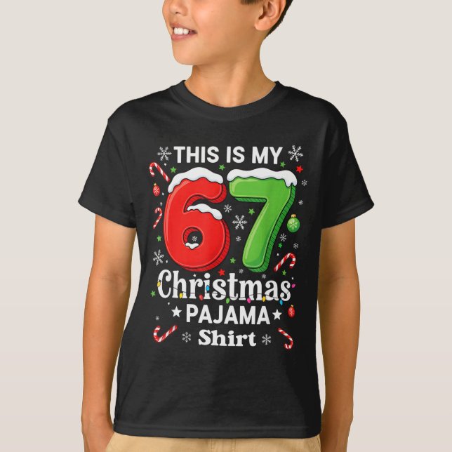 Camisa de pijama de Natal engraçada 67 Seis Sete M (Frente)