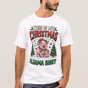 Camisa de pijama de Natal Porco Fofo Férias Desenh
