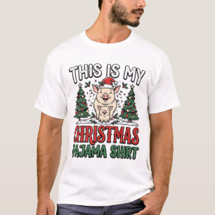 Camisa de pijama de Natal Porco Fofo Férias Desenh